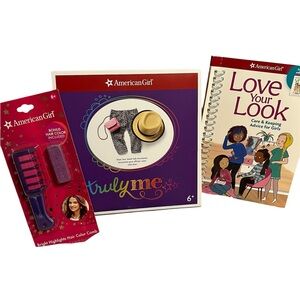 American Girl Bundle - doll accessories, hair chalk, and book